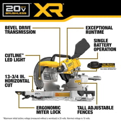 SERRA MEIA ESQUADRIA 12 TELESCÓPICA À BATERIA DCS785B DEWALT 