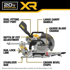 SERRA MEIA ESQUADRIA 12 TELESCÓPICA À BATERIA DCS785B DEWALT