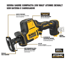 Serra Sabre a Bateria 20V MAX Brushless Atomic DCS369B Dewalt