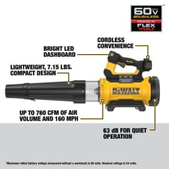 SOPRADOR AR À BATERIA 60V FLEXVOLT BRUSHLESS DCBL777B DEWALT 