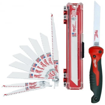 Kit mini serra sabre manual + 10 lâminas com estojo MILWAUKEE