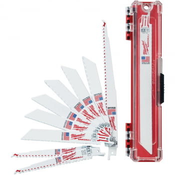 Kit mini serra sabre manual + 10 lâminas com estojo MILWAUKEE