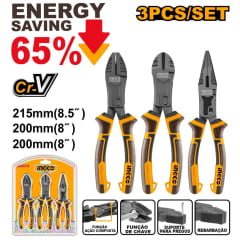 Jogo De Alicates Ação Composta 3 Peças HKCPS5831 Ingco 