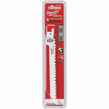 KIT LÂMINA SERRA SABRE 6" 4-6D MADEIRA 5 PEÇAS 48-00-5041 MILWAUKEE