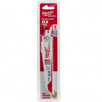 KIT LÂMINA SERRA SABRE 6" 5D MADEIRA AX 5 PEÇAS 48-00-5021 MILWAUKEE