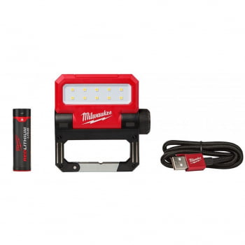 KIT LANTERNA HOLOFOTE RECARREGÁVEL USB ROVER 550 LUMENS + ACESSÓRIOS 2114-21 MILWAUKEE 