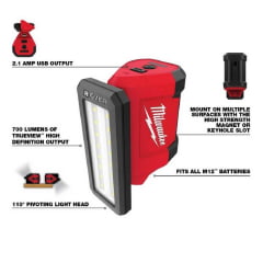 LUMINARIA LED 12V 700LM C/ CARREGADOR USB 2367-20 MILWAUKEE